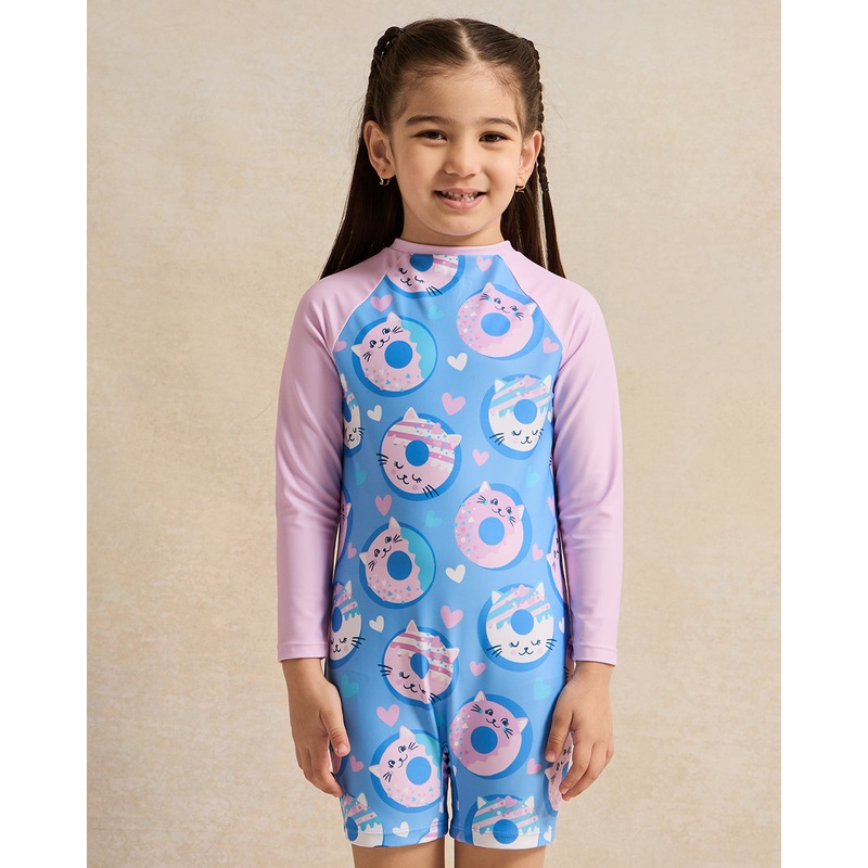 Girls Blue Floral Swimsuits|2-3 Years|3-4 Years|4-5 Years|5-6 Years|6-7 Years|7-8 Years