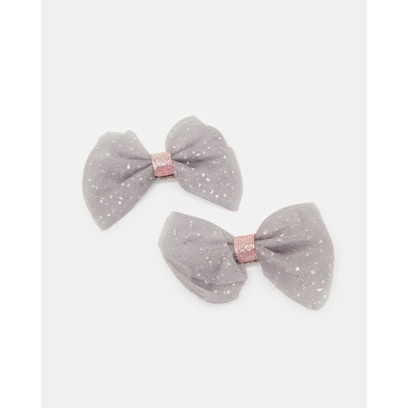 Girls Grey Embellished Hair Clip Set (Pack of 2)