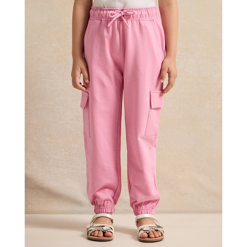 Girls Pink Cargo Track Pants|2-3 Years|3-4 Years|4-5 Years|5-6 Years|6-7 Years|7-8 Years