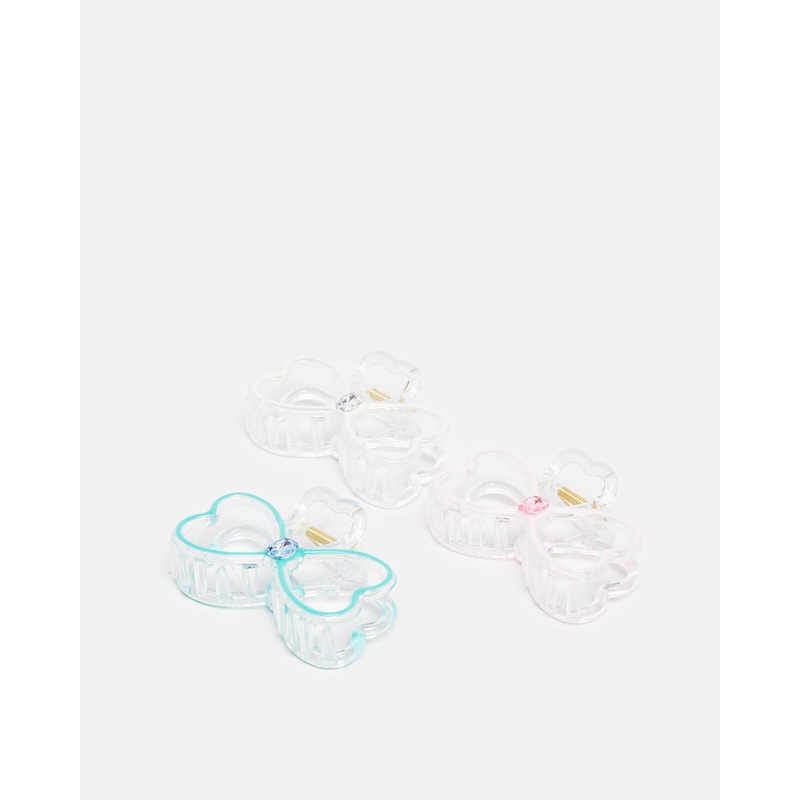 Girls White And Blue Hair Claw Set (Pack of 3)