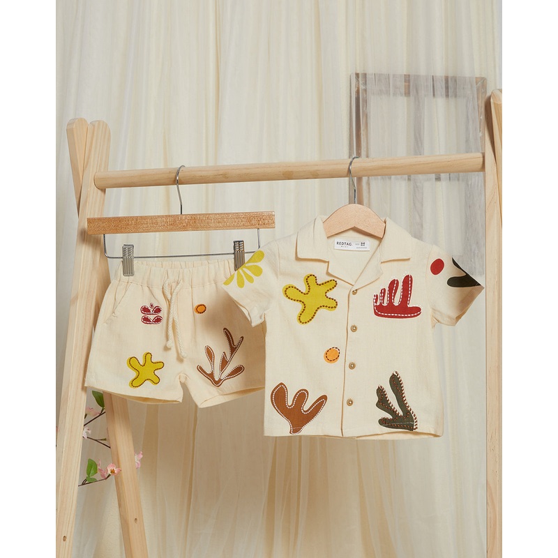 Infant Boys Cream Embellished Casual Set (2 Piece)