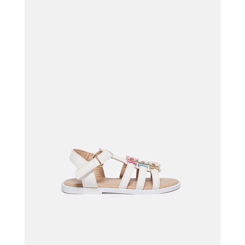 Infant Girls White Floral Embellished Sandal