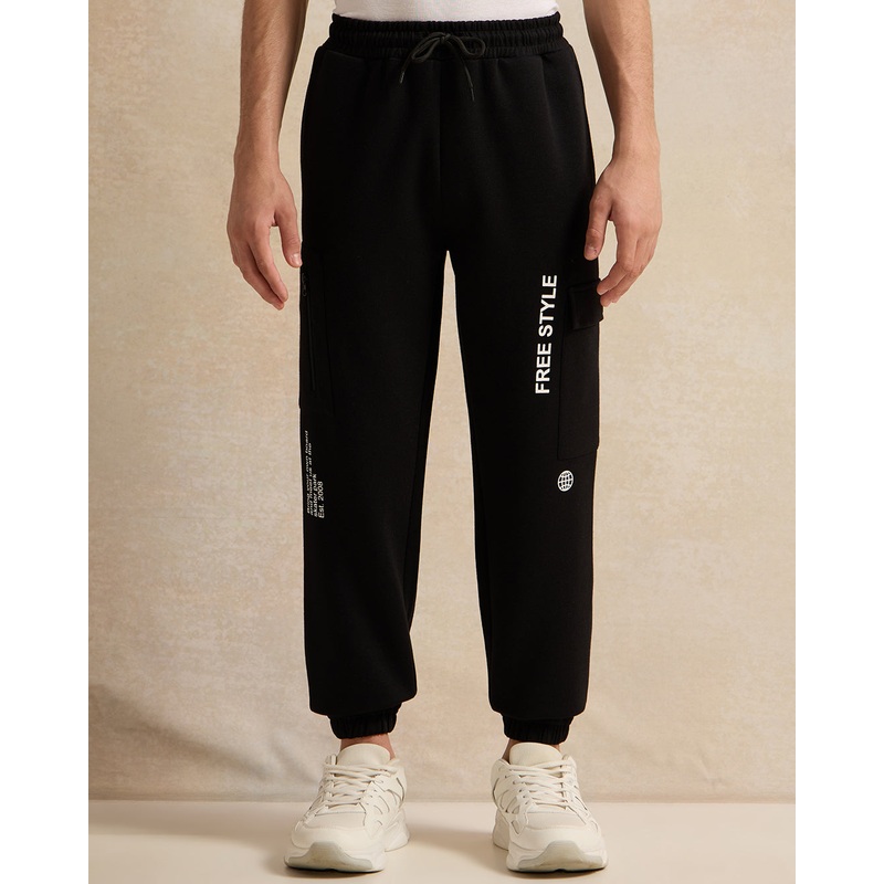 Senior Boys Black One Pocket Cargo Active Pants
