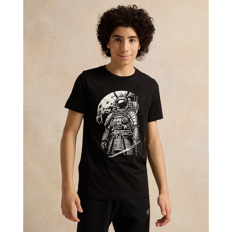 Senior Boys Black Samurai Astronaut T-Shirt