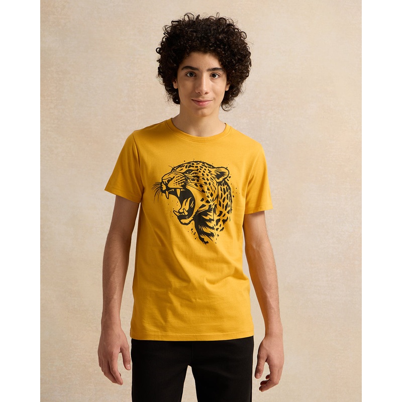 Senior Boys Mustard Cheetah T-Shirt