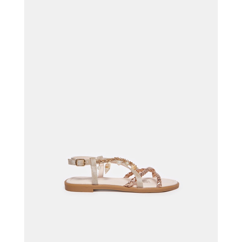 Senior Girls Gold Charm Sandal
