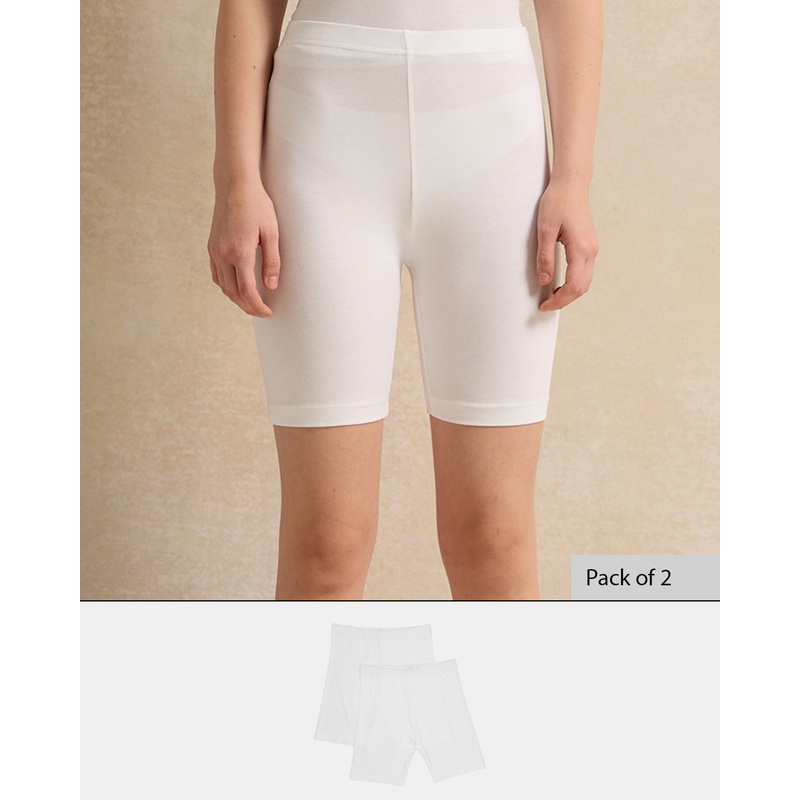 Senior Girls White  Cycling Shorts Set (Pack of 2)