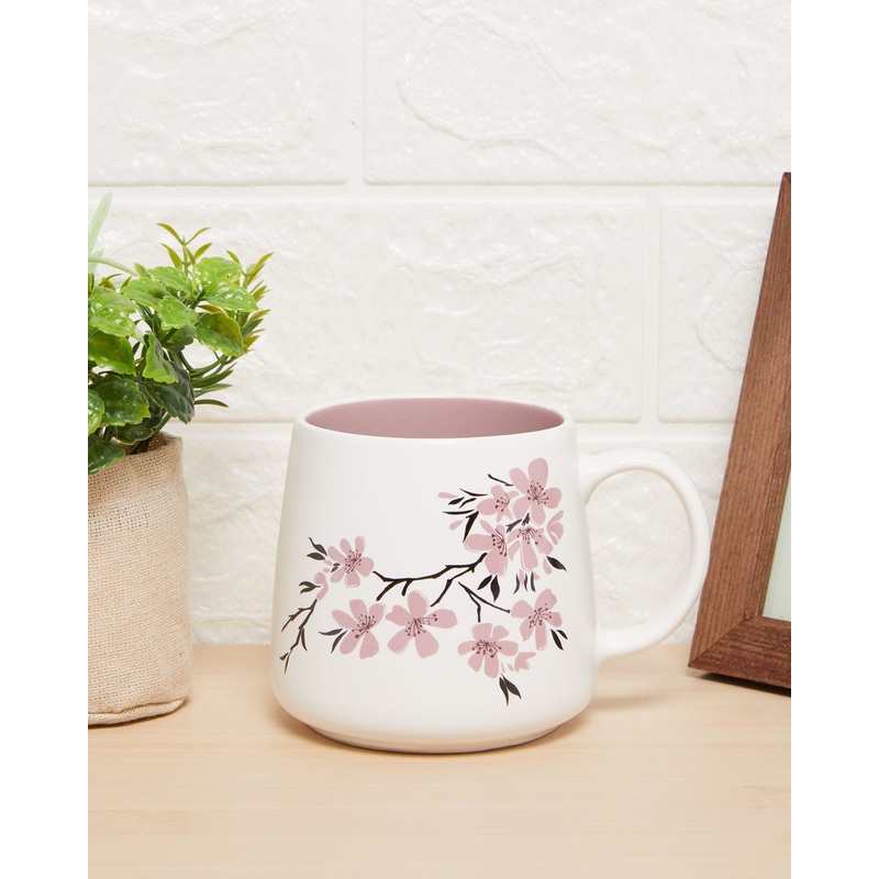 White Floral Print Mug