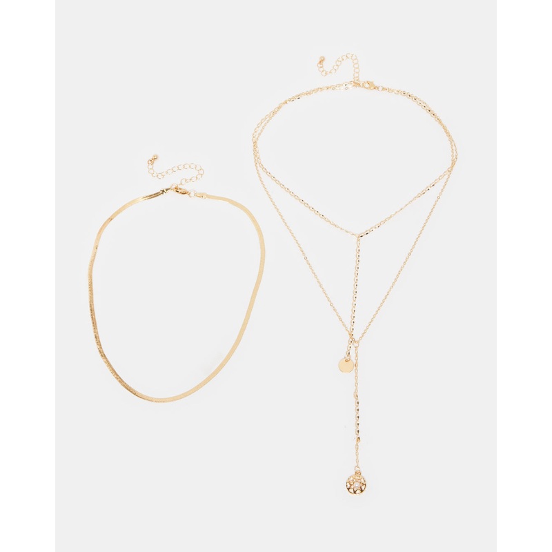 Women Gold Necklace Set (Pack of 2)