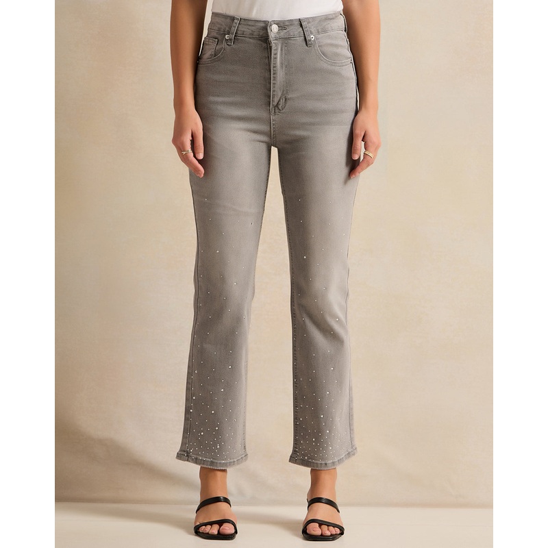 Women Grey Straight Fit Jeans|UK8|UK10|UK12|UK14|UK16|UK18