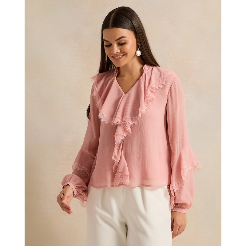 Women Pink Ruffled Top|UK8|UK10|UK12|UK14|UK16|UK18