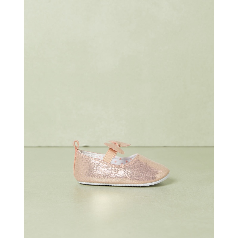 Baby Pink Embellished Pram Shoes