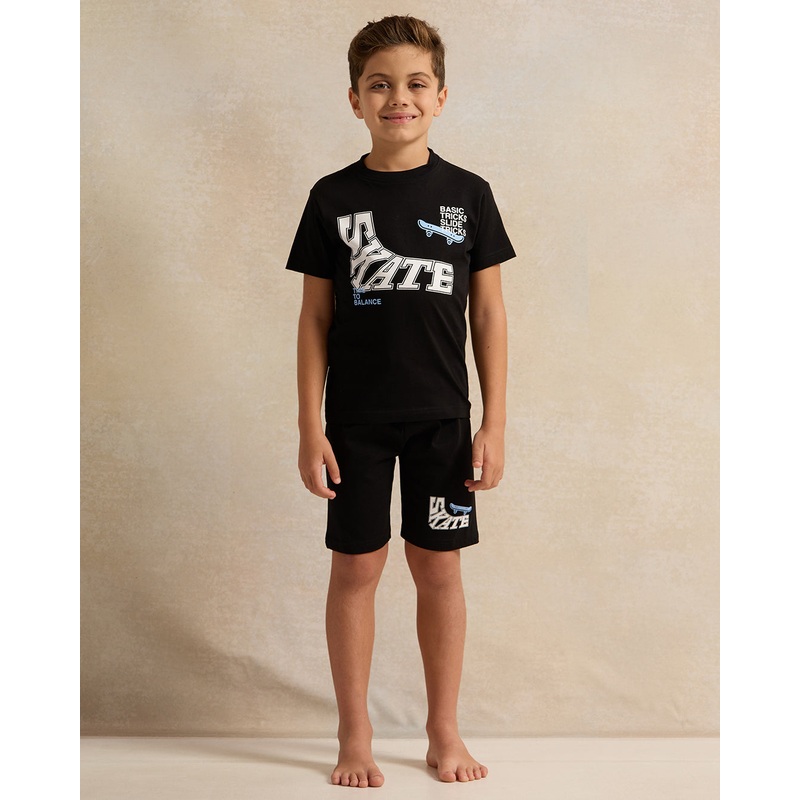 Boys Black All-Over Print Pyjama Set (2 Piece)