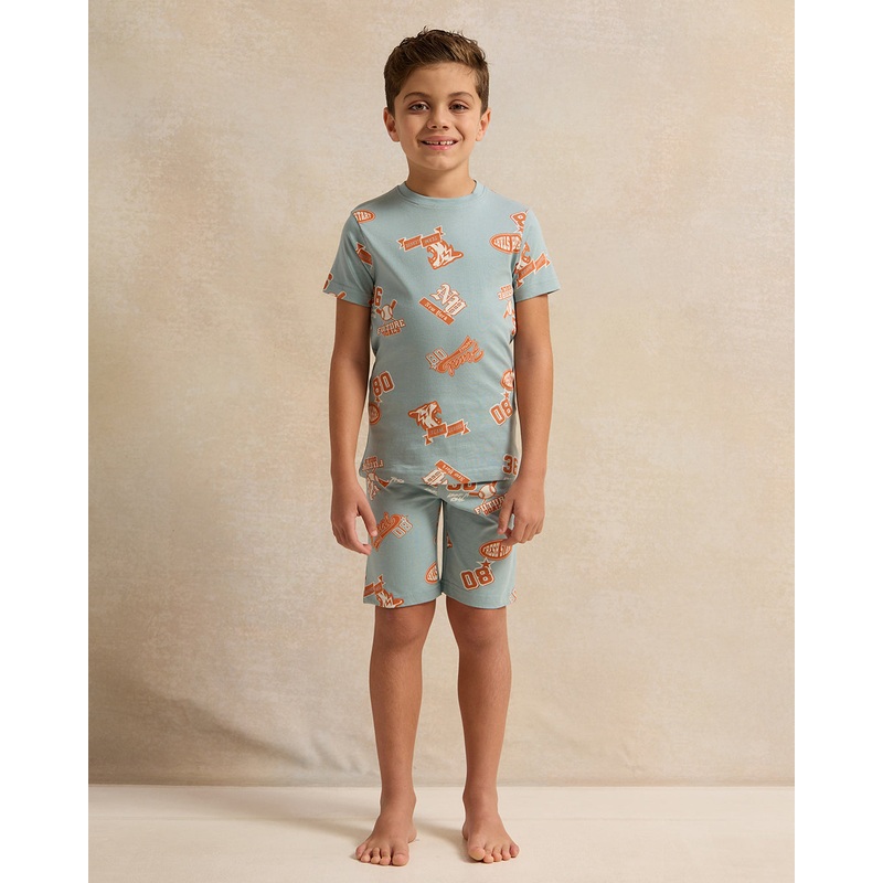 Boys Green All-Over Print Pyjama Set (2 Piece)