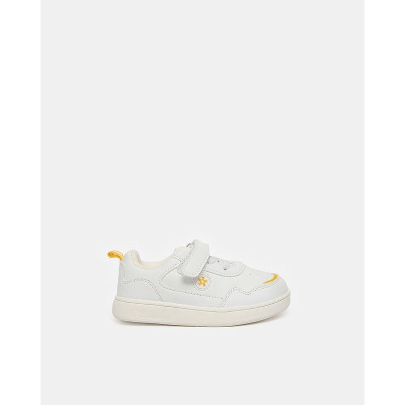 Boys White Printed Color Block Sneakers