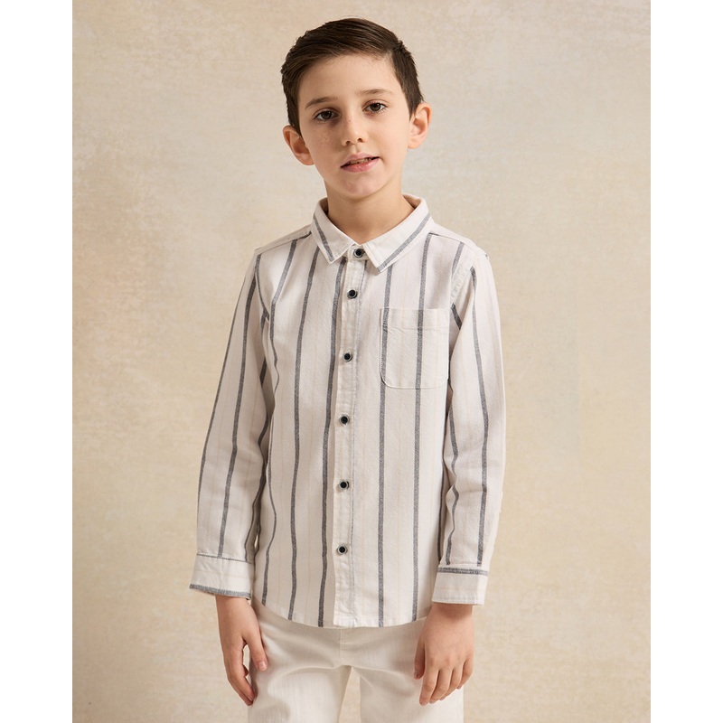 Boys White Striped Oxford Shirt