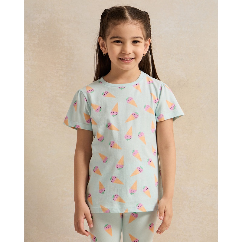 Girls Blue Printed T-Shirt|2-3 Years|3-4 Years|4-5 Years|5-6 Years|6-7 Years|7-8 Years