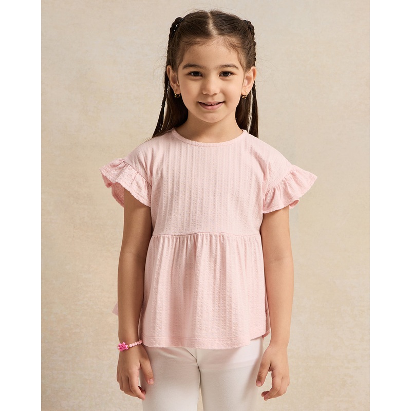 Girls Pink Jacquard Top|2-3 Years|3-4 Years|4-5 Years|5-6 Years|6-7 Years|7-8 Years