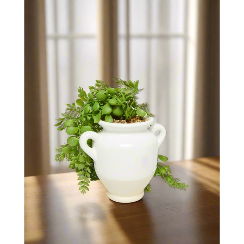 Green Artificial Trailing Succulent In Ceramic Pot