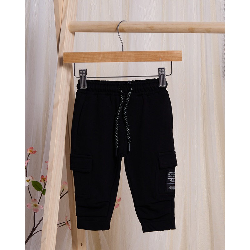 Infant Boys Black Cargo Joggers