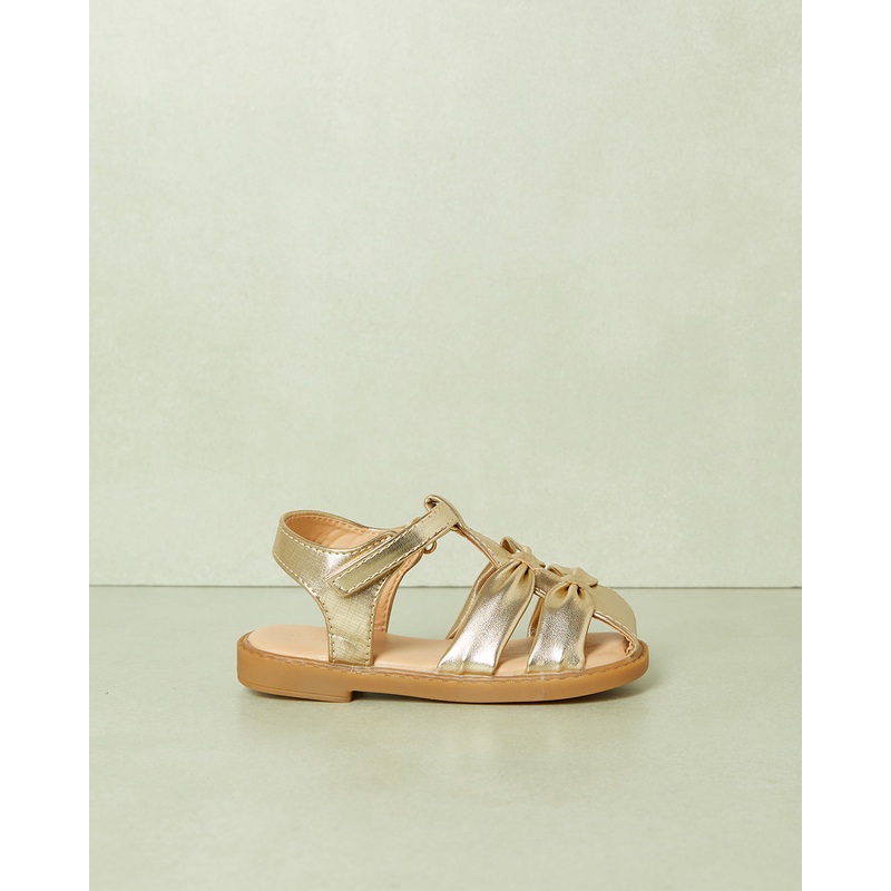 Infant Girls Gold Embellished Fisherman Sandal