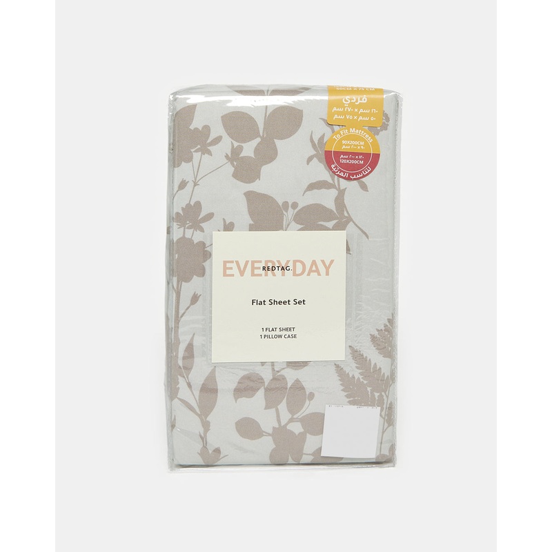 Ivory  Floral Printed Flat Sheet (Single Size)
