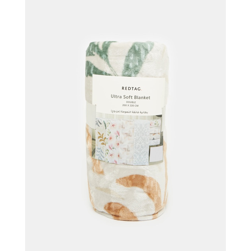 Ivory Leaves Printed Blanket (Double Size)