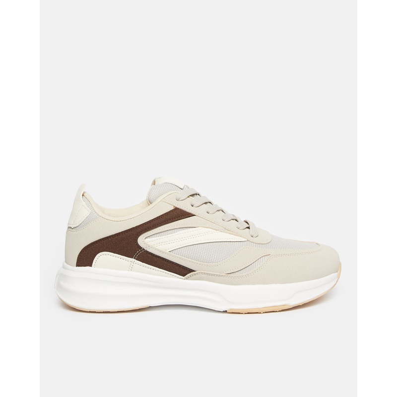 Men Beige Material Block Trainer