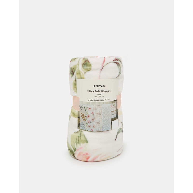 Pink Floral Printed Blanket (Double Size)