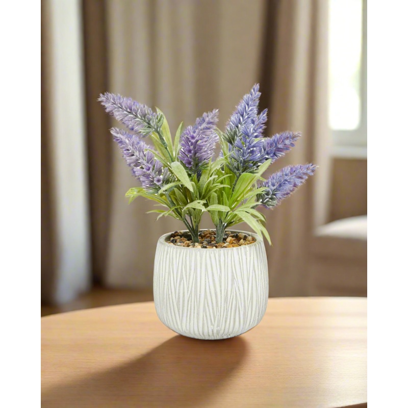 Purple Artificial Lavender  In Ceramic Pot