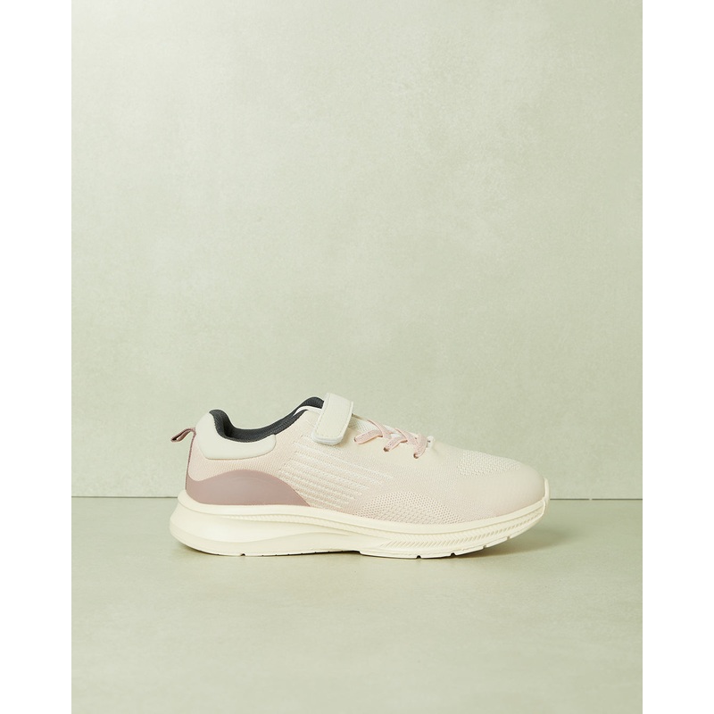 Senior Girls Beige Velcro Strap Trainer
