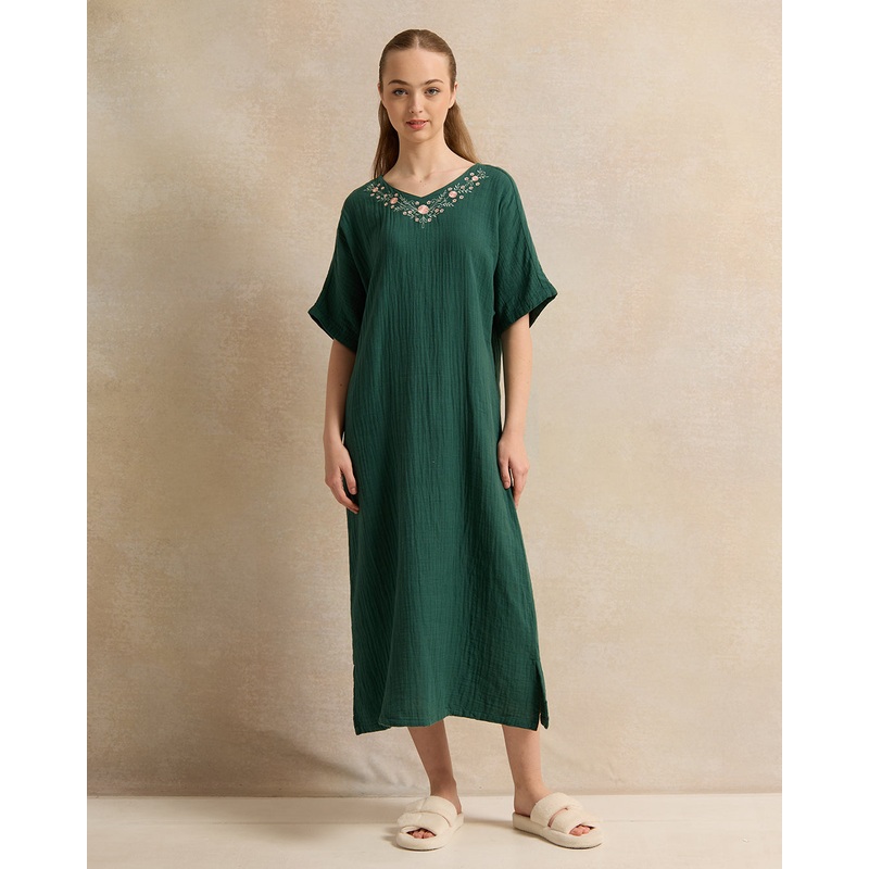 Senior Girls Olive Embroidered Nightgowns
