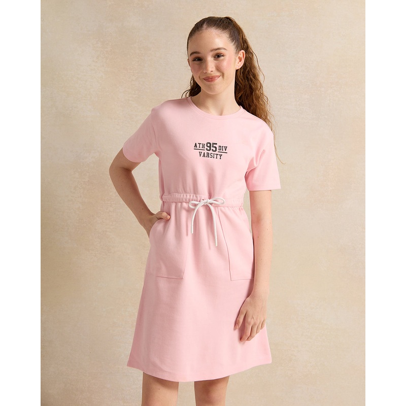Senior Girls Pink Elasticated Waist Dress
