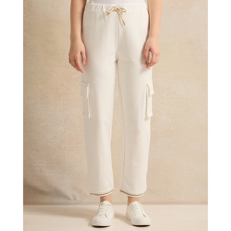 Senior Girls White Cargo Joggers