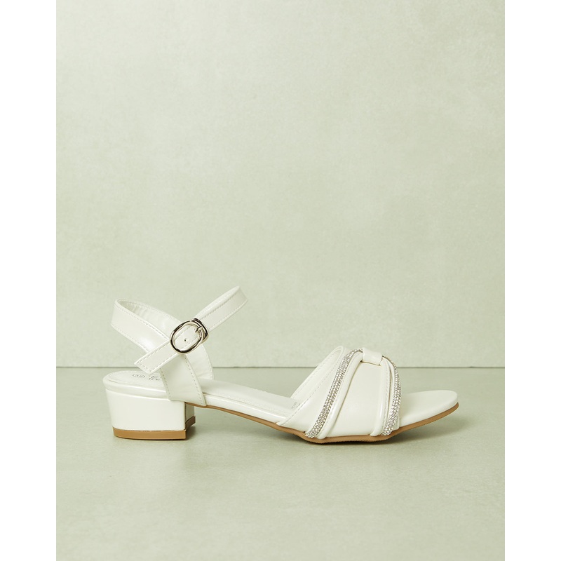 Senior Girls White Heel Sandal