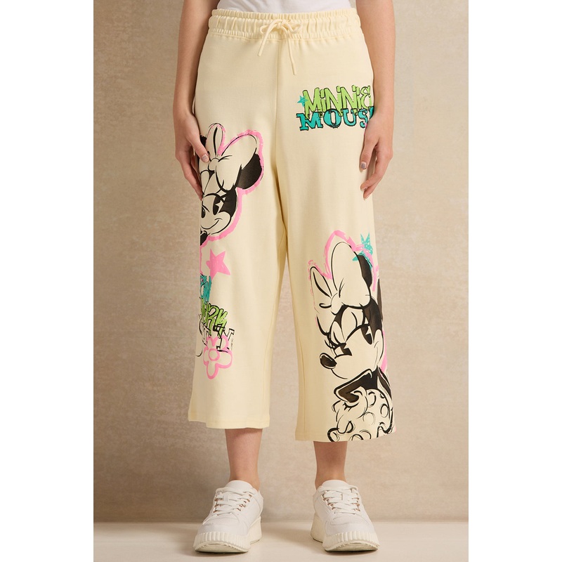 Senior Girls White Mickey Mouse Wide leg Pants