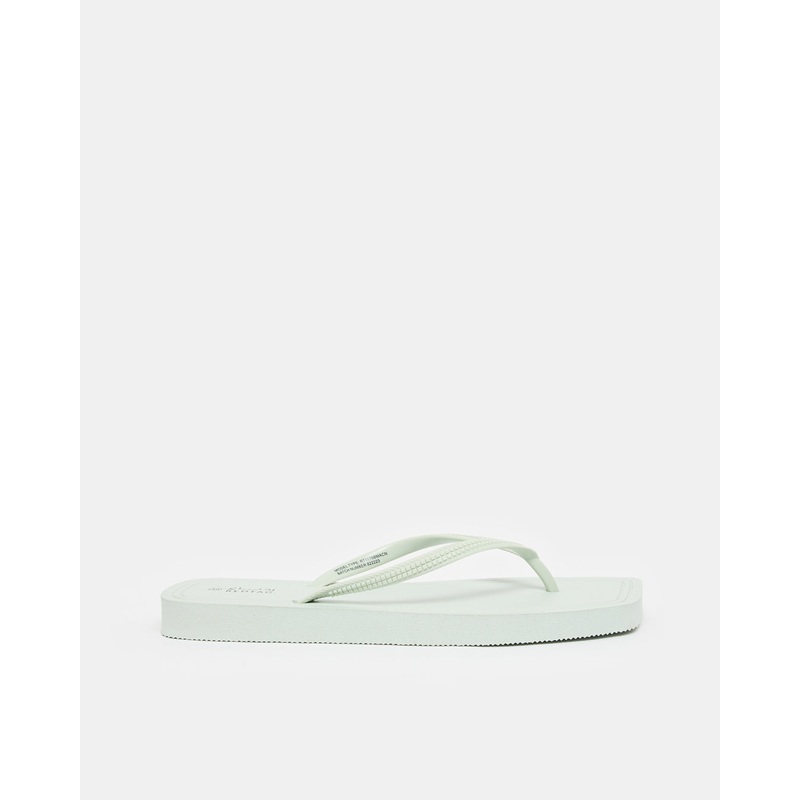 Women Green Square Toe Flip Flop