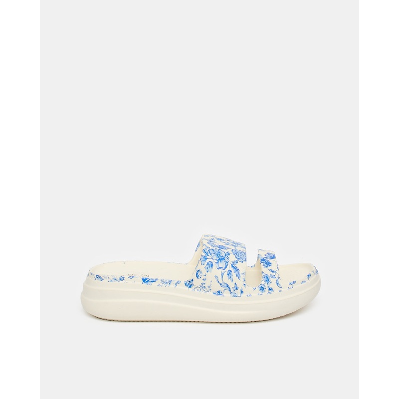 Women White Floral Molded Mule