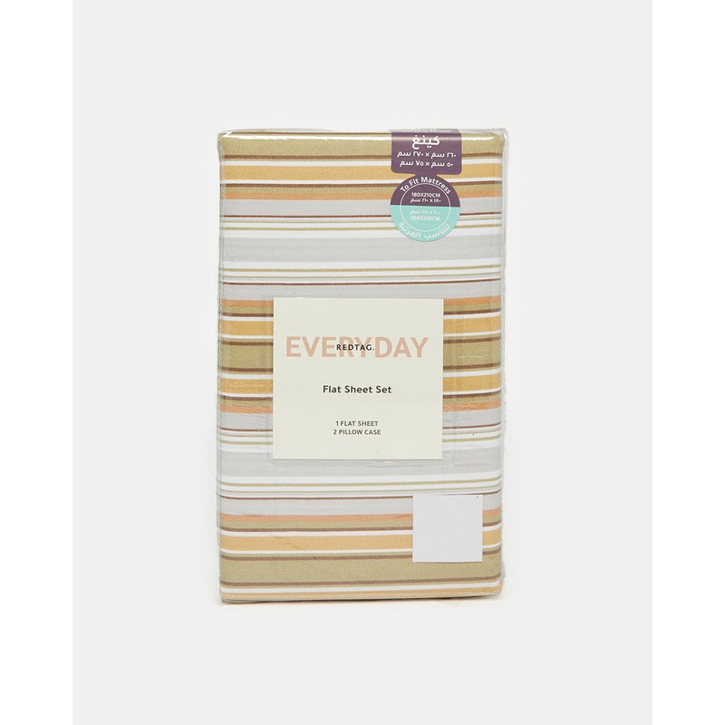 Yellow Stripe Printed Flat Sheet (King Size)