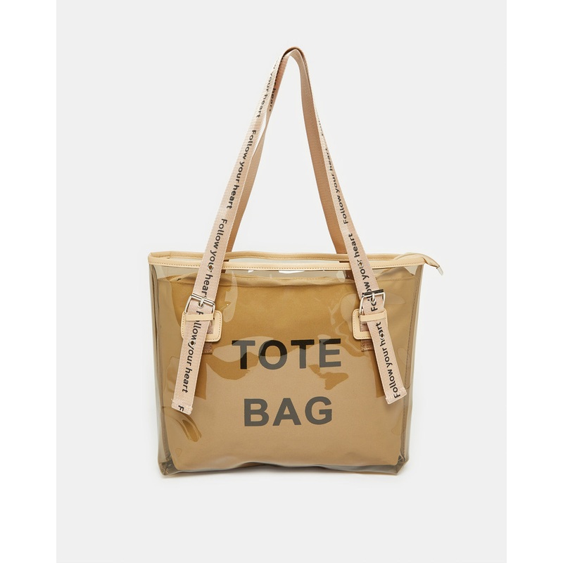 Beige Printed Shoppers Bag