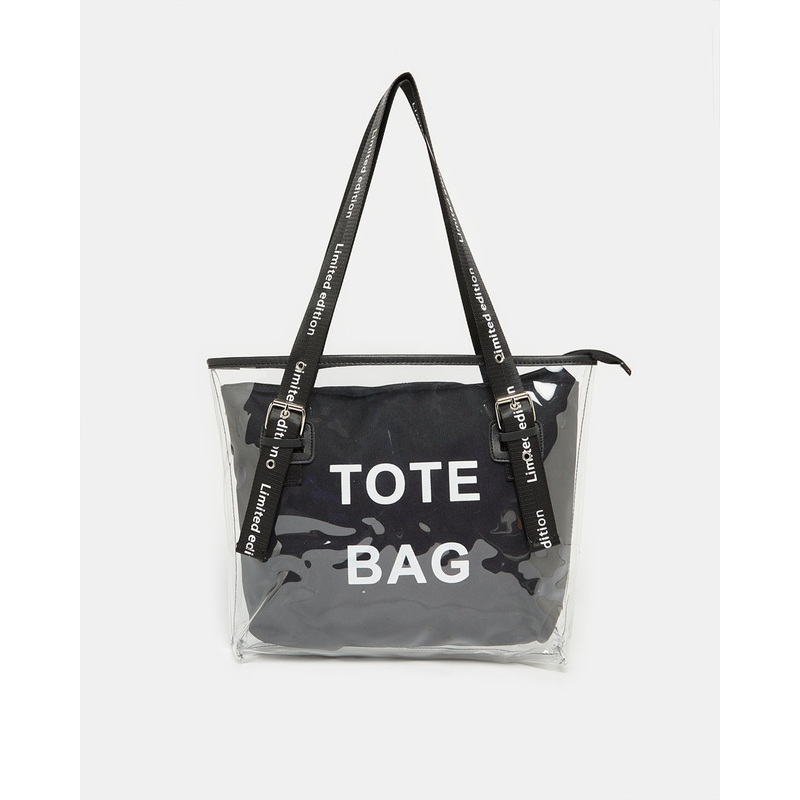 Black Printed Shoppers Bag