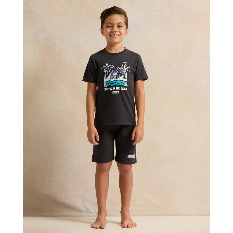 Boys Black Printed Set (2 Piece)