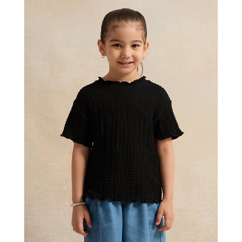 Girls Black Jacquard Top|2-3 Years|3-4 Years|4-5 Years|5-6 Years|6-7 Years|7-8 Years