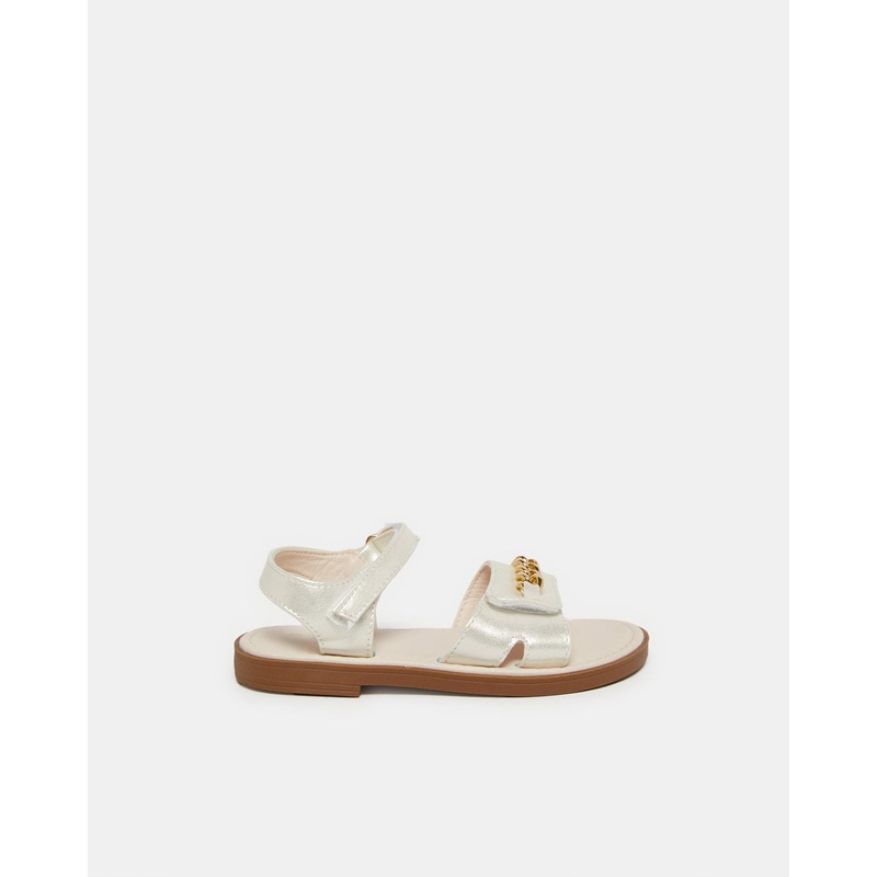 Girls Cream Chain Detail Sandal