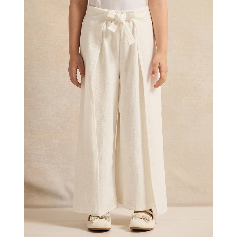 Girls Ivory  Jacquard  Wide leg Casual Trouser