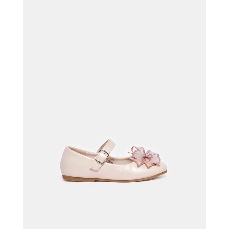 Girls Pink Diamante Bow Ballerina