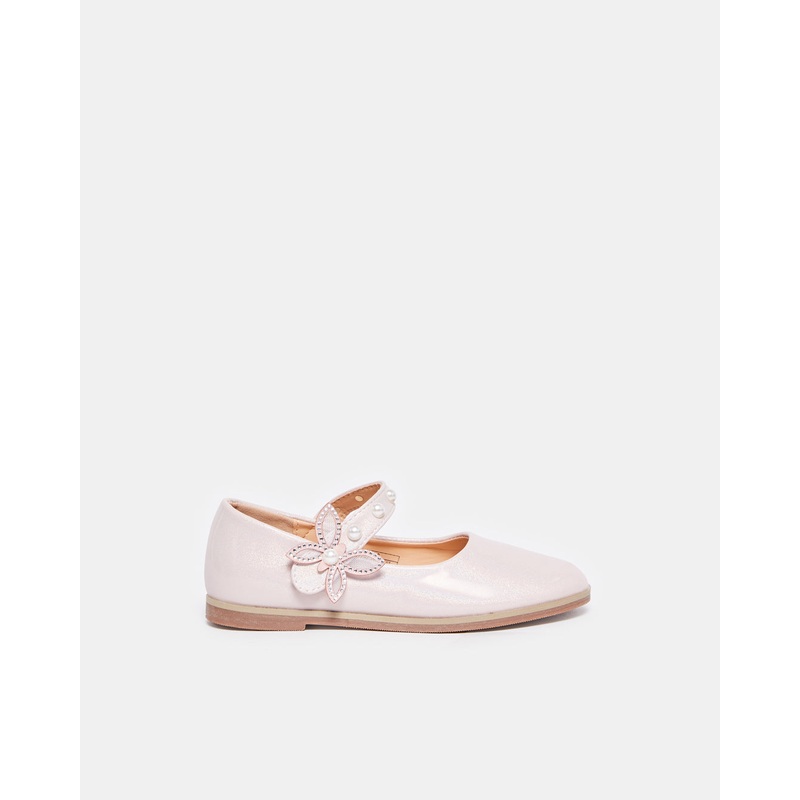 Girls Pink Flower Strap Ballerina