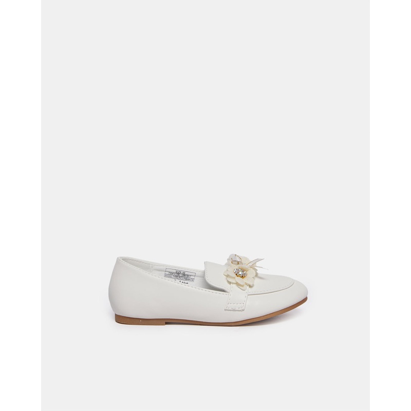 Girls White Floral Loafer|EU25|EU26|EU27|EU28|EU29|EU30