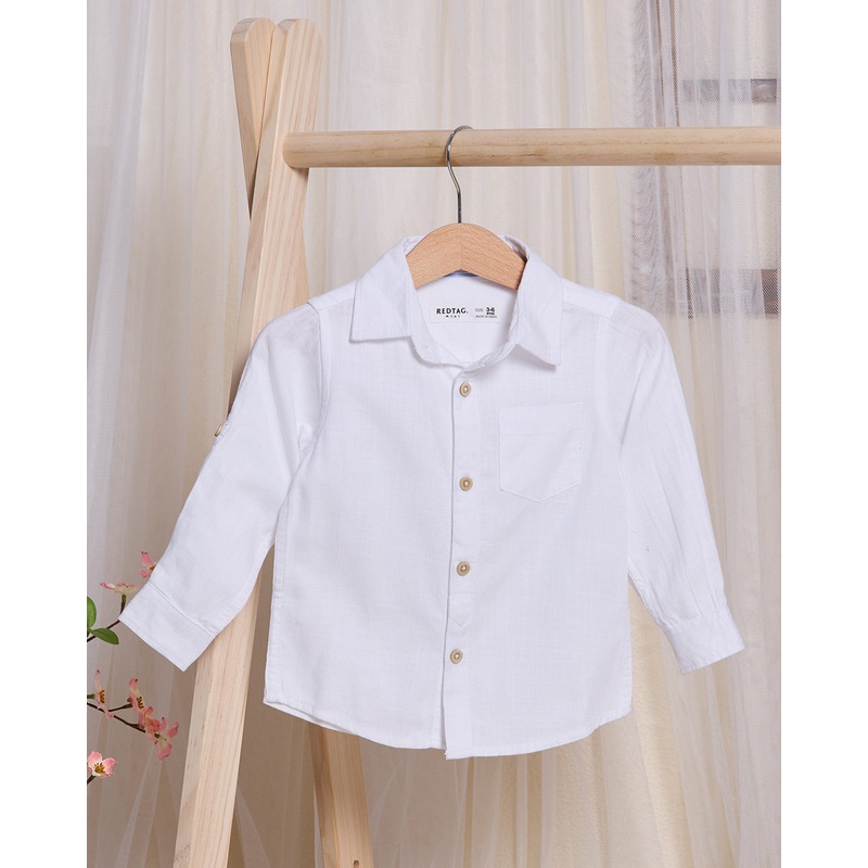 Infant Boys White Dobby  Shirts