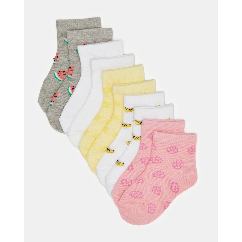 Infant Girls Assorted  Printed Ankle Length Socks (Pack Of 5)